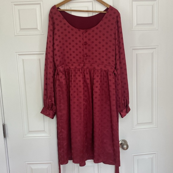 ModCloth Satin long sleeve polka dot dress, Large - Picture 3 of 3